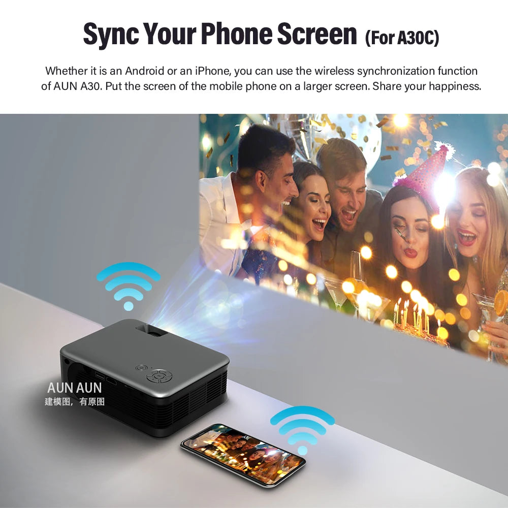 Wireless mini projector with built-in WiFi and Android OS