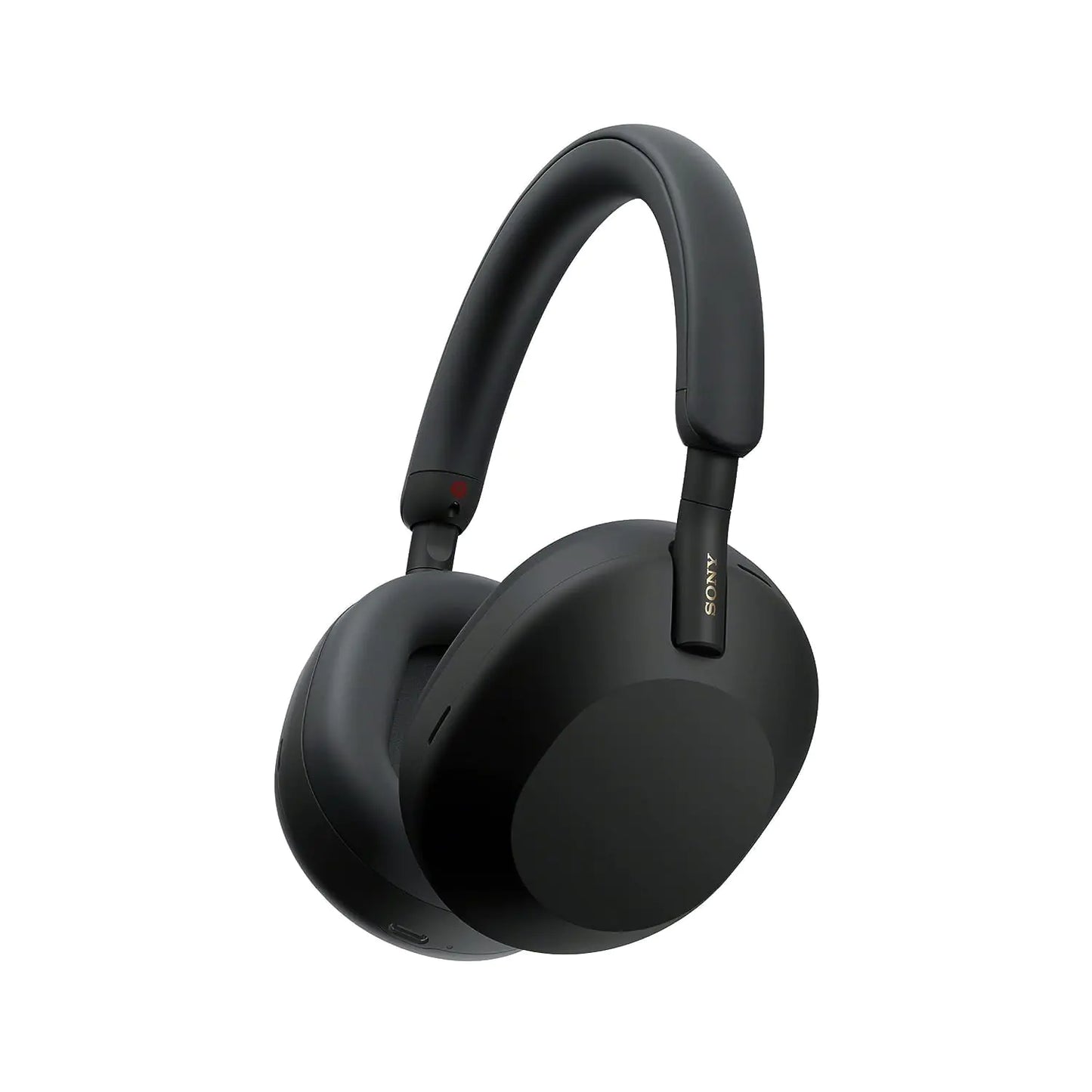 Front view of Sony WH-1000XM5 wireless noise-canceling headphones in black