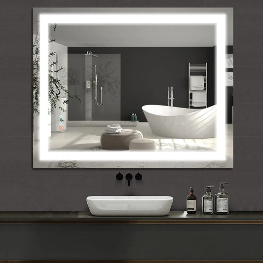 Elegant full-length arched LED mirror with a minimalist frame, perfect for dressing rooms or modern interiors.